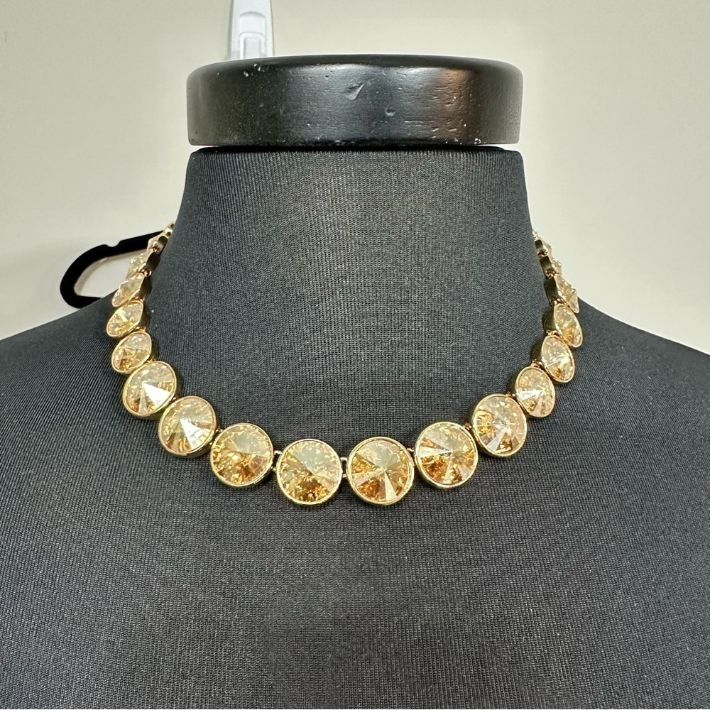Nwt Rare Henri Bendel On Point Swarovski Gold Crystal Collar Necklace
